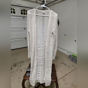 Moral Fiber Cream Open Knit Long Cardigan